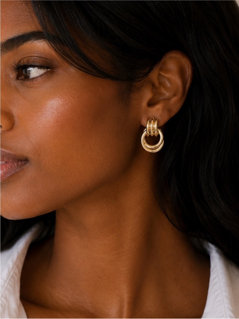 New! Classic Gold Hoop Door Knocker Earrings (3024) NWOT
